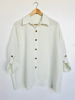 Camisa Oversize Mangas Montable SEA [Lino] - Mint